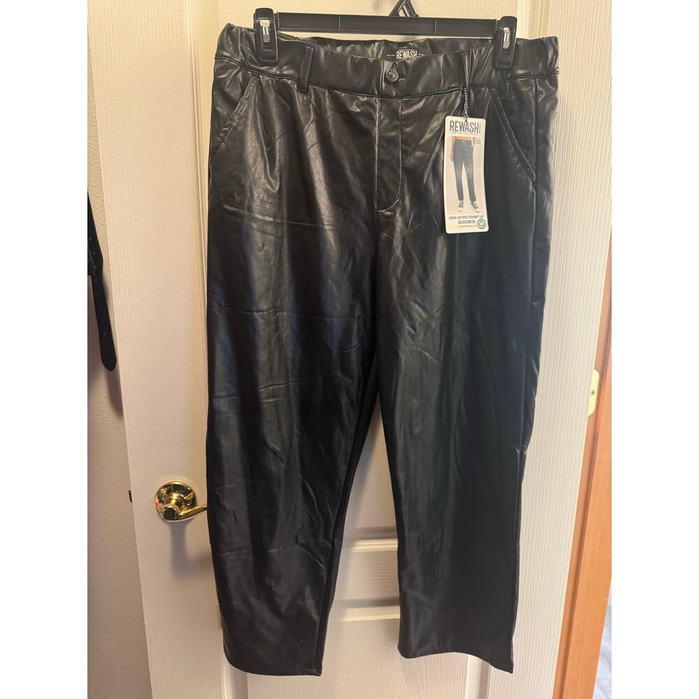 Rewash Vegan Leather Black Straight Leg Pant Size XL
